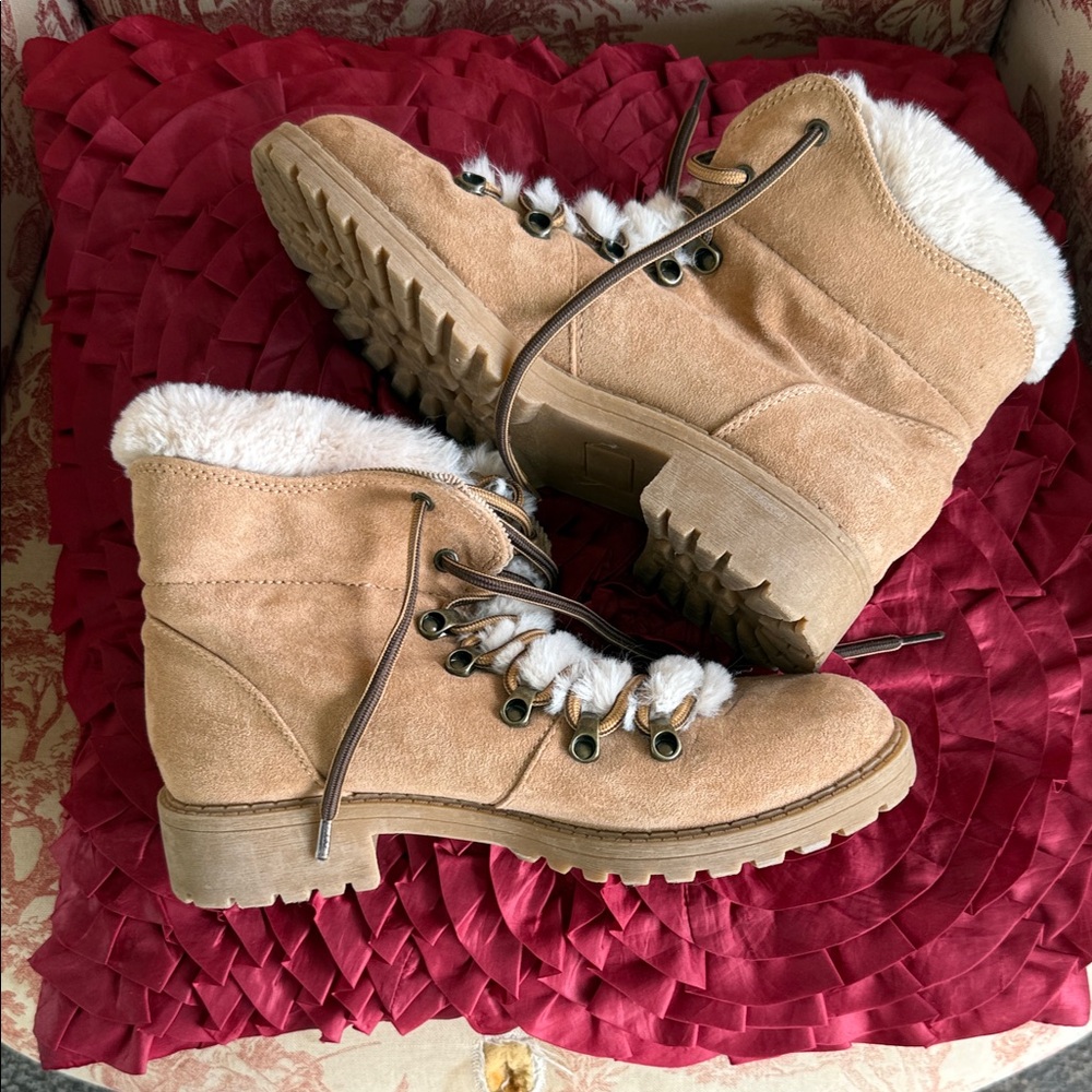 Maurices Tan Winter Boots with Faux Fur